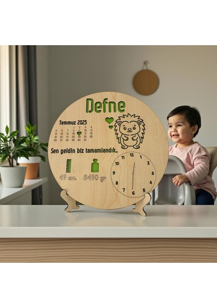 Yeni Doğan Isime Özel Doğum Panosu | Kirpili Doğum Hediyesi Standlı ve Asılabilir | 20 cm fiyatları