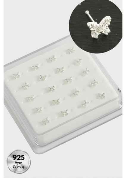 Zirkon Taşlı Gümüş Hızma 20 Adet