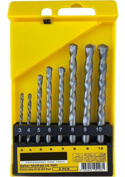 8 Parça Beton Delme Matkap Uç Seti 3-10 Numara, Güçlü ve Dayanıklı fiyatları