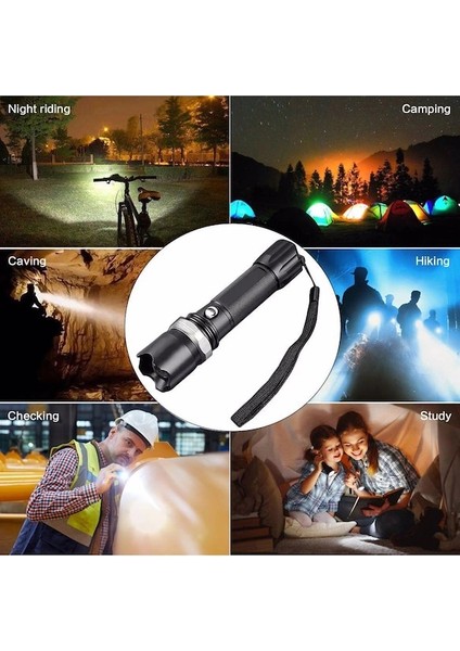 Profesyonel Şarjlı El Feneri Uzun Menzilli Şarjlı Zoomlu Süper Güçlü Acil Durum Feneri Çift Bataryal (5047) fiyatları