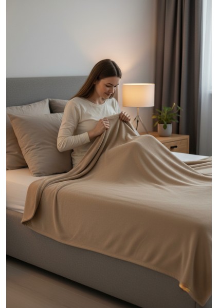 Evoria Wellsoft Peluş Çift Kişilik Tv Battaniyesi 200X220CM | Bej indirimleri