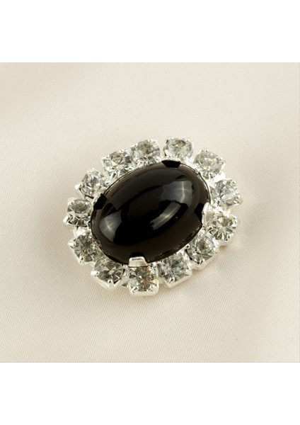Oval Inci Taşlı Broş