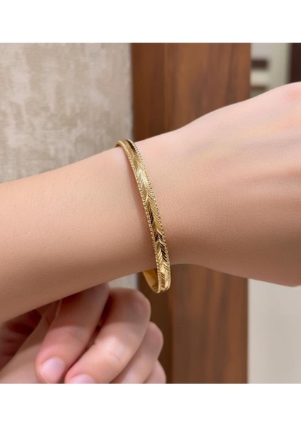 18 gr (Gram) Dorika Desenli Başak Bilezik 22 Ayar Altın Yatırımlık Işçiliksiz