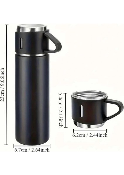 Termos Seti 3'lü Bardak Seti Isı Dayanıklı Siyah Paslanmaz Çelik Vakumlu fırsatları