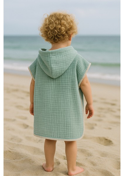 Çoban Dikişli 4 Katlı Mint Yeşili %100 Pamuk Bebek Müslin Panço fiyatları