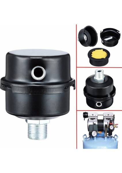 Hava Filtresi ve Gürültü Susturucu, 13MM Metal Bağlantı Dişi, Kompresör Parçası