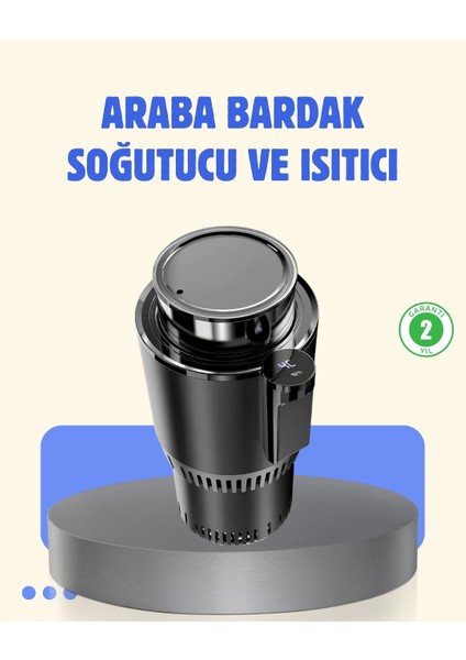 Araç Içi Akıllı Bardaklık Isıtıcı Soğutucu Dijital Ekranlı
