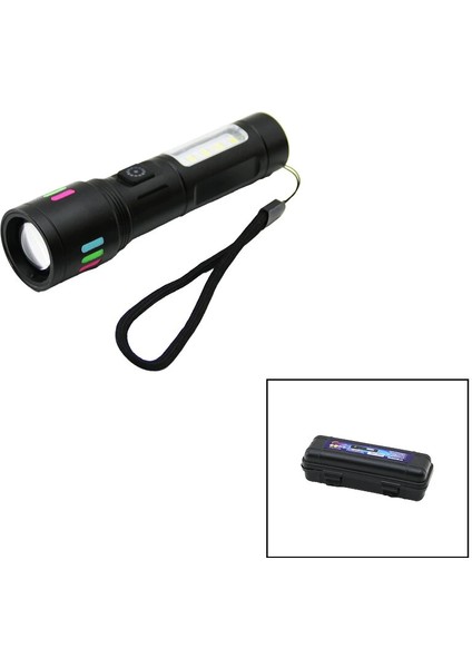 Metal Gövde 2ın1=zoom - Rgb 9 LED El Feneri USB Şarjlı Mini Pls.kutulu (5047)