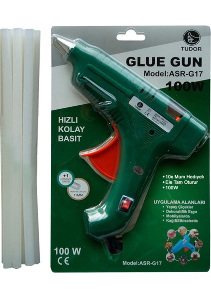 Sıcak Kalın 11MM Silikon Tabancası, 100W Anahtarlı, 10 Adet Set