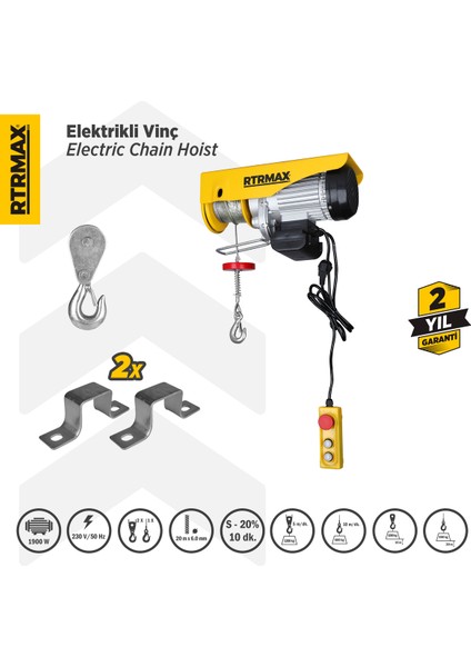 Yüksek Performanslı 1900W Bakır Sargılı Elektrikli Vinç, Güç ve Güvenle Kullanım