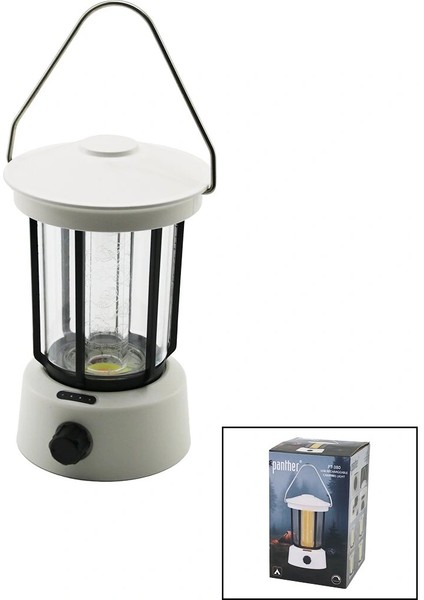 Fanus Kamp Lambası El Feneri USB Şarjlı Powerbank 5W Cob LED 800LUMEN Işık Ayarı Gün Işık - Beyaz PT-380 (5047)