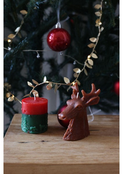 (Yılbaşı Konseptli, Hediyelik Yılbaşı Mum, Noel Mum , Yılbaşı Hediyesi) Cacagift Design Yılbaşına Özel Setli Mum Geyik Mum ve Silindir Mum fiyatları