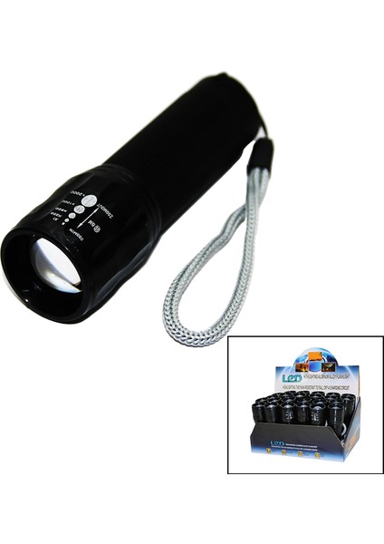LED Gold Orıon Hıghlıghtıng Aluminum Flashlight Pilli Zoomlu El Feneri Metal Kasa (5047)