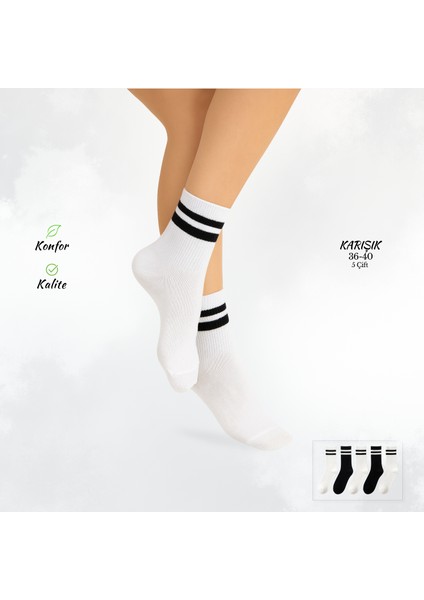 Premium Karışık 5’li Kadın Kolej Çorap Seti - Rahat ve Şık Kullanım