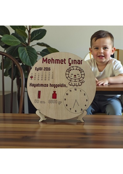 Yeni Doğan Isime Özel Doğum Panosu | Aslan Figürlü Doğum Hediyesi Standlı ve Asılabilir | 20 cm fiyatları