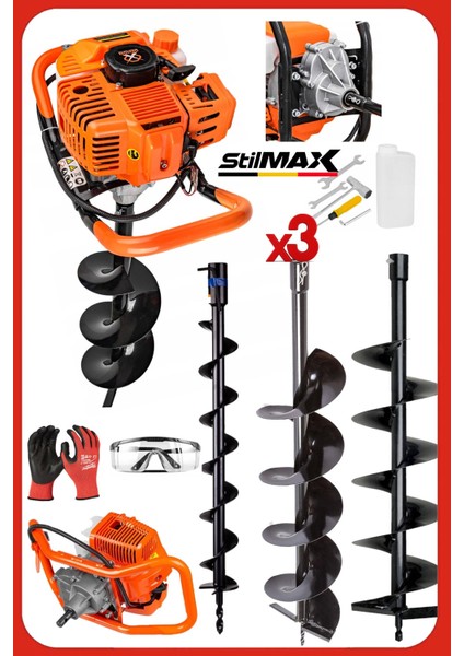 ST12HPM Titanyum 3 Başlıklı 100-150-200MM Toprak Burgu Makinası 20HPX Motor Gücü Profesyonel Seri
