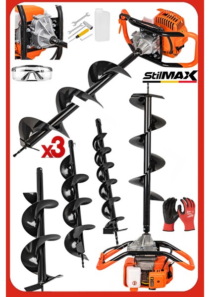 ST12HPM Titanyum 3 Başlıklı 100-150-200MM Toprak Burgu Makinası 20HPX Motor Gücü Profesyonel Seri fiyatları