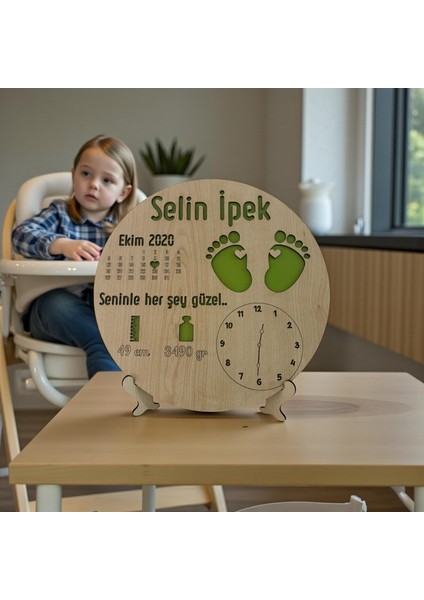 Yeni Doğan Isime Özel Doğum Panosu | Ayak Izli Doğum Hediyesi Standlı ve Asılabilir | 20 cm fiyatları