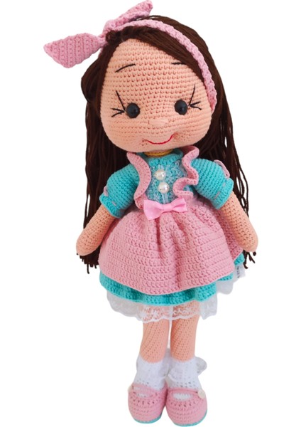 El Yapımı Pembe Mint Elbiseli Lucy Bebek