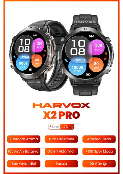 Akıllı Saat X2 Pro, iPhone ve Android ile Uyumlu Çok Fonksiyonlu Saat