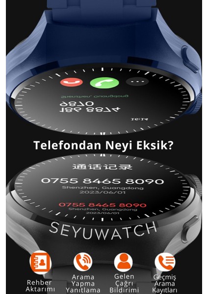 Çok Fonksiyonlu Nfc Akıllı Saat, Siyah, iPhone ve Android Uyumlu fiyatları