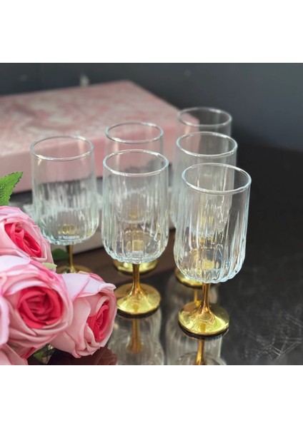 Kahve Yanı Flüt Bardak Seti 6’lı – Gold Detaylı Şık Ikram ve Sunum Bardağı Seti fiyatları