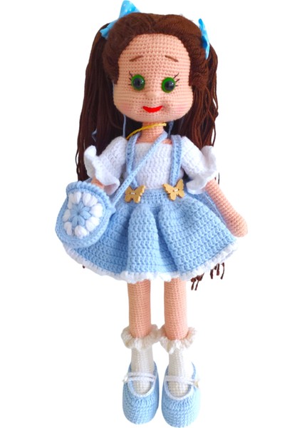 El Yapımı Bebe Mavi Elbiseli Polish Bebek