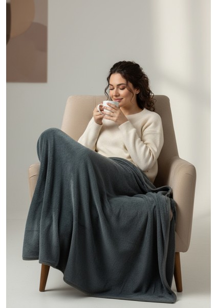 Evoria Wellsoft Peluş Çift Kişilik Tv Battaniyesi 200X220CM | Antrasit