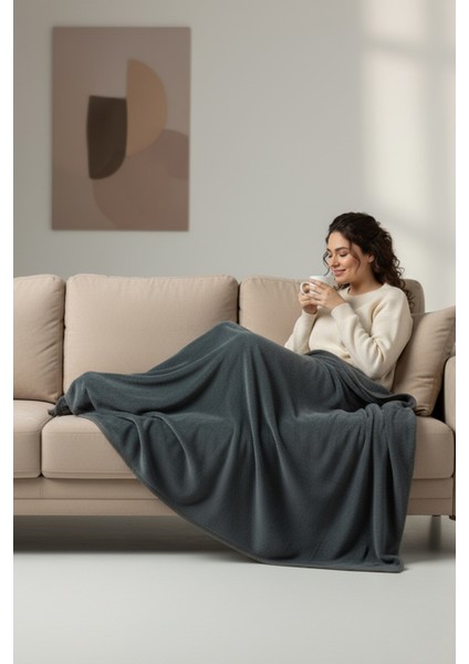 Evoria Wellsoft Peluş Çift Kişilik Tv Battaniyesi 200X220CM | Antrasit modelleri