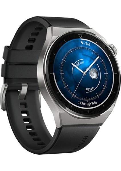 Şık 46MM Tıtanyum Akıllı Saat, Siyah Silikon Kayış, Sağlam ve Hafif