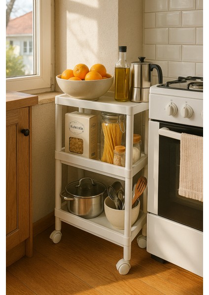 Banyo Mutfak Raf Ünitesi | Beyaz 3 Katlı Dar Alan Düzenleyici | Geniş Raf Aralıklı Kolay Montajlı Organizer fiyatları