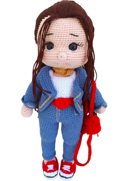 El Yapımı Jean Takım Elbiseli Bebek