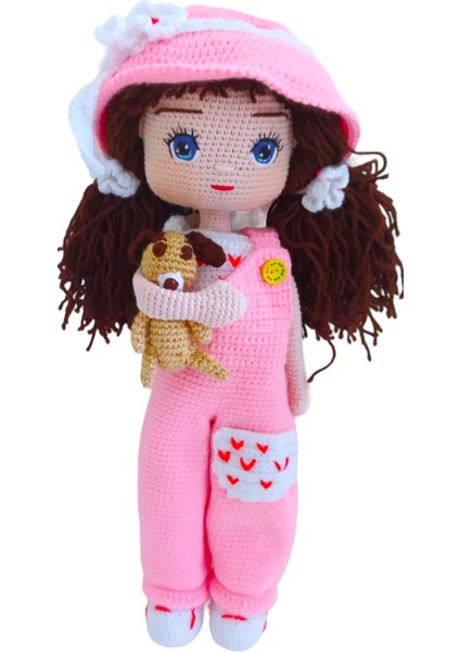 El Yapımı Pembe Tulumlu Köpekli Bebek