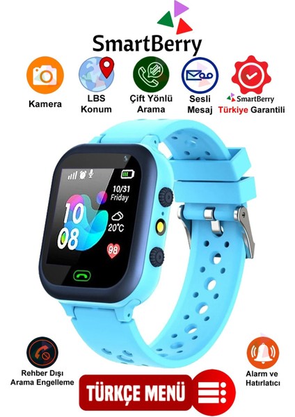 Çocuk Akıllı Saat, Sim Kartlı, Kamera ve Gizli Dinleme Özellikli, Mavi fiyatları