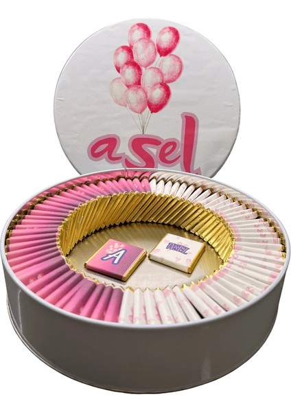 Isme Özel Metal Kutuda Bebek Çikolatası 100 Adet modelleri