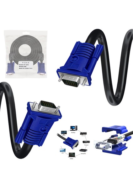 VGA Kablo 3+6 15PİN E/e Fi̇ltreli̇ 20MT Poke PK-6870
