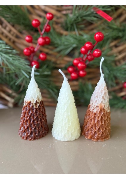 Çam Modelli Yılbaşına Özel 3'lü Mum Set modelleri