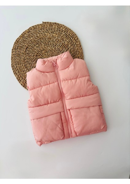 Kız Çocuk Şişme Yelek Fermuar Detaylı Yelek