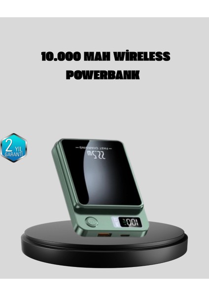 Bfs Magsafe Powerbank 10.000 Mah Kablosuz ve Dijital Ekranlı Hızlı Şarj Cihazı