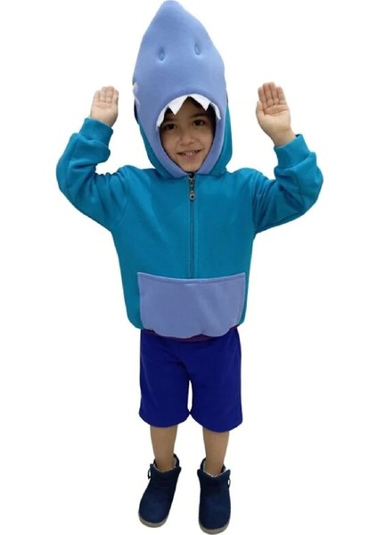 Kapüşonlu Mavi Cosplay Leon Shark Kostümü fiyatları