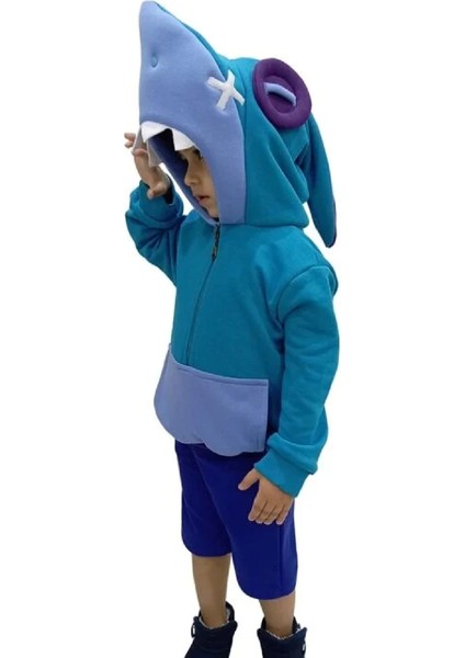 Kapüşonlu Mavi Cosplay Leon Shark Kostümü indirimleri