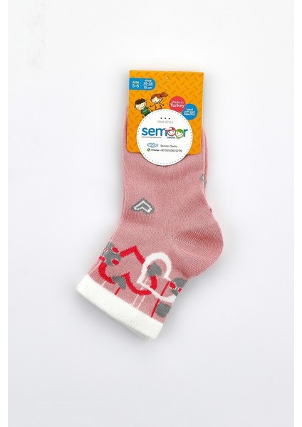 Kalp Desen Kız Soket Çorap Pamuklu (Penye) 3'lü modelleri