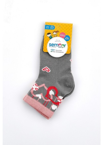 Kalp Desen Kız Soket Çorap Pamuklu (Penye) 3'lü fırsatları