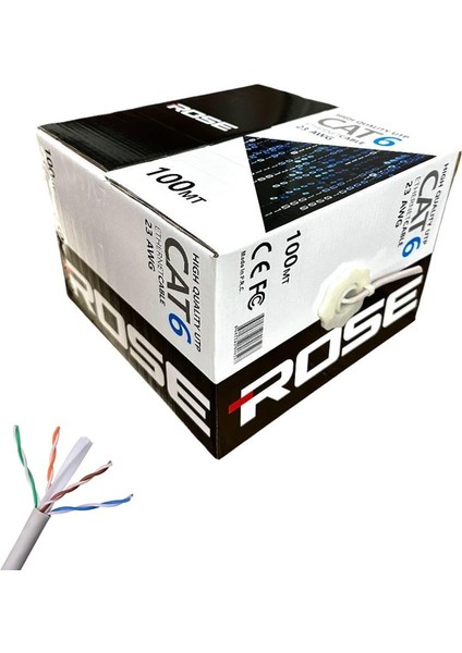 Cat6 Kablo 100MT Utp 23 Awg Rose C-6/100M