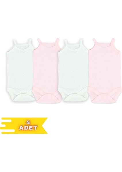 4'lü Ip Askılı Bebek Atlet Body Zıbın Pamuklu Çıtçıtlı Yenidoğan Çocuk 0-36 Ay, Esnek Kalıp