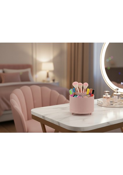 Nova Serisi Organik Formlu Premium Makyaj ve Kozmetik Organizeri – Doğal Doku, Modern Tasarım (14X14 Cm) fırsatları