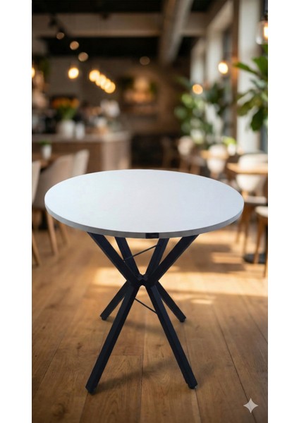 70 cm Siyah Metal Ayak 2-3 Kişilik Yuvarlak Masa Mutfak Masası Balkon Masası Kafe Masası Ofis Masası