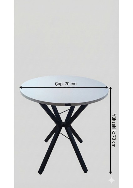 70 cm Siyah Metal Ayak 2-3 Kişilik Yuvarlak Masa Mutfak Masası Balkon Masası Kafe Masası Ofis Masası