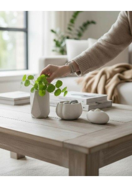 Ev Dekorasyon Seti 3\'lü | Vazo & Saksı & Mumluk | Premium Masa Üstü Organizer indirimleri
