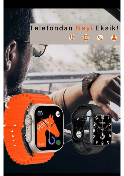 Şeffaf Kılıf ve Kulaklık Hediyeli 45MM Akıllı Saat 9 7 Kordonlu fiyatları